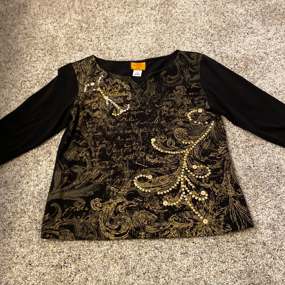 Ruby Rd  Black with Gold Sequins PS